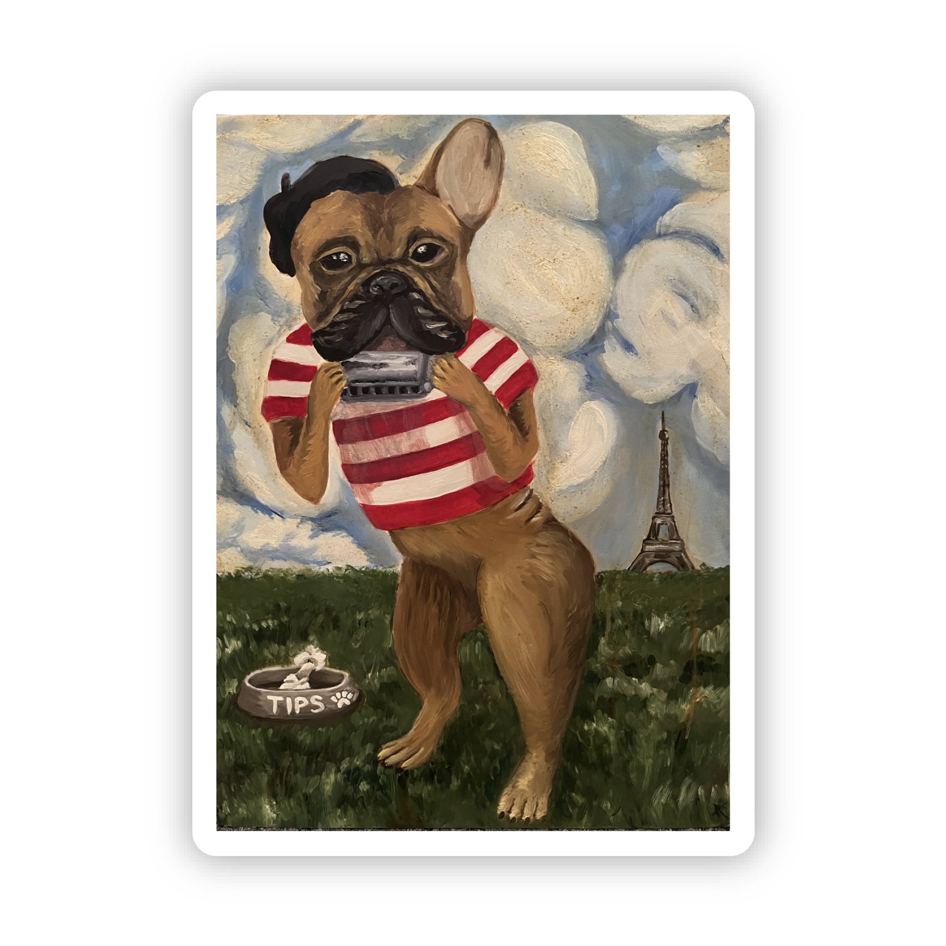 Étiquette à Bagage French Bulldog - Drôle De Chiot Sur Fond D'étoiles - Neuve