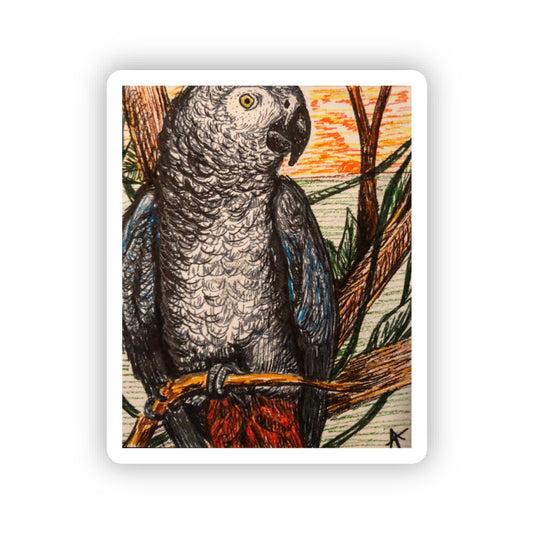 African Grey Parrot Sticker