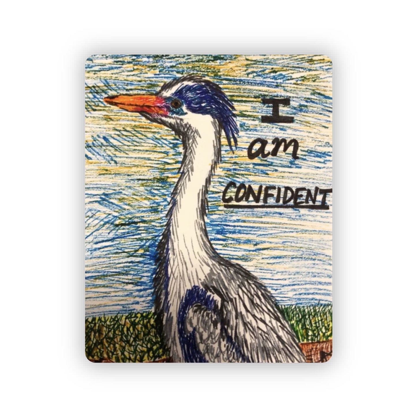 Confident Heron Sticker